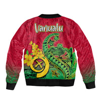 Vanuatu Islands Sleeve Zip Bomber Jacket Polynesian Tattoo and Sea Turtle - Wonder Print Shop