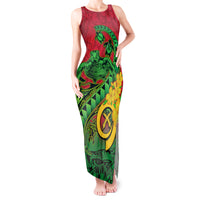 Vanuatu Islands Tank Maxi Dress Polynesian Tattoo and Sea Turtle - Wonder Print Shop