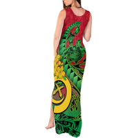 Vanuatu Islands Tank Maxi Dress Polynesian Tattoo and Sea Turtle - Wonder Print Shop