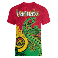 Vanuatu Islands Women V Neck T Shirt Polynesian Tattoo and Sea Turtle - Wonder Print Shop