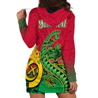Personalised Vanuatu Islands Hoodie Dress Polynesian Tattoo and Sea Turtle - Wonder Print Shop