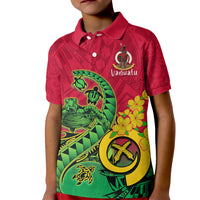 Personalised Vanuatu Islands Kid Polo Shirt Polynesian Tattoo and Sea Turtle - Wonder Print Shop