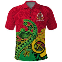 Personalised Vanuatu Islands Polo Shirt Polynesian Tattoo and Sea Turtle - Wonder Print Shop