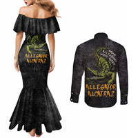 Alligator Alcatraz Est 2025 Couples Matching Mermaid Dress and Long Sleeve Button Shirt Vintage Retro - Wonder Print Shop