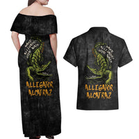 Alligator Alcatraz Est 2025 Couples Matching Off Shoulder Maxi Dress and Hawaiian Shirt Vintage Retro - Wonder Print Shop