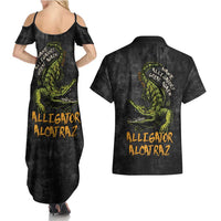 Alligator Alcatraz Est 2025 Couples Matching Summer Maxi Dress and Hawaiian Shirt Vintage Retro - Wonder Print Shop