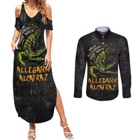 Alligator Alcatraz Est 2025 Couples Matching Summer Maxi Dress and Long Sleeve Button Shirt Vintage Retro - Wonder Print Shop