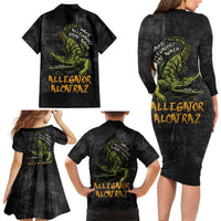 Alligator Alcatraz Est 2025 Family Matching Long Sleeve Bodycon Dress and Hawaiian Shirt Vintage Retro - Wonder Print Shop