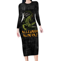 Alligator Alcatraz Est 2025 Family Matching Long Sleeve Bodycon Dress and Hawaiian Shirt Vintage Retro - Wonder Print Shop