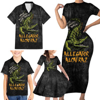 Alligator Alcatraz Est 2025 Family Matching Short Sleeve Bodycon Dress and Hawaiian Shirt Vintage Retro - Wonder Print Shop