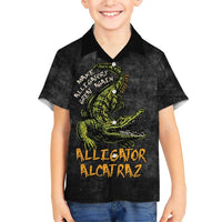 Alligator Alcatraz Est 2025 Family Matching Short Sleeve Bodycon Dress and Hawaiian Shirt Vintage Retro - Wonder Print Shop