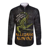Alligator Alcatraz Est 2025 Long Sleeve Button Shirt Vintage Retro - Wonder Print Shop