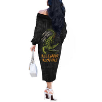 Alligator Alcatraz Est 2025 Off The Shoulder Long Sleeve Dress Vintage Retro - Wonder Print Shop