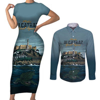 Make Alcatraz Great Again Couples Matching Short Sleeve Bodycon Dress and Long Sleeve Button Shirt Vintage Retro - Wonder Print Shop