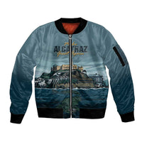 Make Alcatraz Great Again Sleeve Zip Bomber Jacket Vintage Retro - Wonder Print Shop