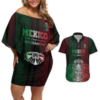 Mexico Football Custom Couples Matching Off Shoulder Short Dress and Hawaiian Shirt Mexico's Make History 2025 Flag Style - Wonder Print Shop