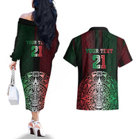 Mexico Football Custom Couples Matching Off The Shoulder Long Sleeve Dress and Hawaiian Shirt Mexico's Make History 2025 Flag Style - Wonder Print Shop