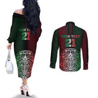 Mexico Football Custom Couples Matching Off The Shoulder Long Sleeve Dress and Long Sleeve Button Shirt Mexico's Make History 2025 Flag Style - Wonder Print Shop