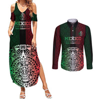 Mexico Football Custom Couples Matching Summer Maxi Dress and Long Sleeve Button Shirt Mexico's Make History 2025 Flag Style - Wonder Print Shop