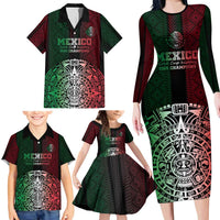 Mexico Football Custom Family Matching Long Sleeve Bodycon Dress and Hawaiian Shirt Mexico's Make History 2025 Flag Style - Wonder Print Shop