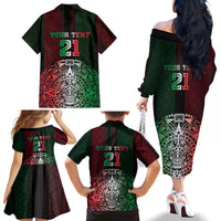 Mexico Football Custom Family Matching Off The Shoulder Long Sleeve Dress and Hawaiian Shirt Mexico's Make History 2025 Flag Style - Wonder Print Shop
