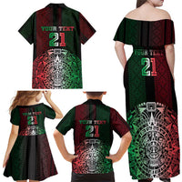 Mexico Football Custom Family Matching Off Shoulder Maxi Dress and Hawaiian Shirt Mexico's Make History 2025 Flag Style - Wonder Print Shop
