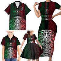 Mexico Football Custom Family Matching Short Sleeve Bodycon Dress and Hawaiian Shirt Mexico's Make History 2025 Flag Style - Wonder Print Shop