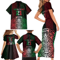 Mexico Football Custom Family Matching Short Sleeve Bodycon Dress and Hawaiian Shirt Mexico's Make History 2025 Flag Style - Wonder Print Shop