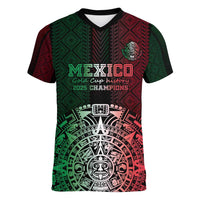 Mexico Football Custom Women V-Neck T-Shirt Mexico's Make History 2025 Flag Style - Wonder Print Shop