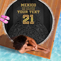 Mexico Football Custom Beach Blanket Mexico's Make History 2025 Gold Style - Wonder Print Shop