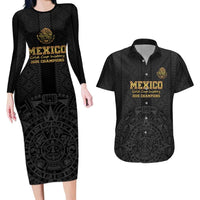 Mexico Football Custom Couples Matching Long Sleeve Bodycon Dress and Hawaiian Shirt Mexico's Make History 2025 Gold Style - Wonder Print Shop