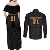 Mexico Football Custom Couples Matching Off Shoulder Maxi Dress and Long Sleeve Button Shirt Mexico's Make History 2025 Gold Style - Wonder Print Shop