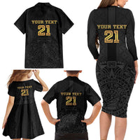 Mexico Football Custom Family Matching Long Sleeve Bodycon Dress and Hawaiian Shirt Mexico's Make History 2025 Gold Style - Wonder Print Shop