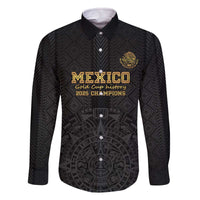 Mexico Football Custom Family Matching Off The Shoulder Long Sleeve Dress and Hawaiian Shirt Mexico's Make History 2025 Gold Style - Wonder Print Shop