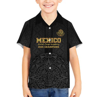 Mexico Football Custom Family Matching Short Sleeve Bodycon Dress and Hawaiian Shirt Mexico's Make History 2025 Gold Style - Wonder Print Shop