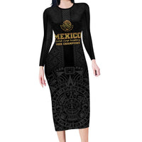 Mexico Football Custom Long Sleeve Bodycon Dress Mexico's Make History 2025 Gold Style - Wonder Print Shop