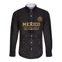 Mexico Football Custom Long Sleeve Button Shirt Mexico's Make History 2025 Gold Style - Wonder Print Shop