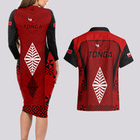 Tonga Rugby Couples Matching Long Sleeve Bodycon Dress and Hawaiian Shirt Go Champions World Cup 2023 Ngatu Unique LT9 - Wonder Print Shop