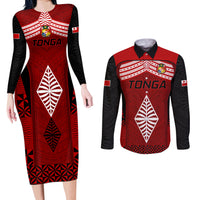 Tonga Rugby Couples Matching Long Sleeve Bodycon Dress and Long Sleeve Button Shirts Go Champions World Cup 2023 Ngatu Unique LT9 - Wonder Print Shop