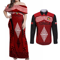 Tonga Rugby Couples Matching Off Shoulder Maxi Dress and Long Sleeve Button Shirts Go Champions World Cup 2023 Ngatu Unique LT9 - Wonder Print Shop
