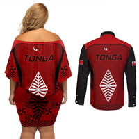 Tonga Rugby Couples Matching Off Shoulder Short Dress and Long Sleeve Button Shirts Go Champions World Cup 2023 Ngatu Unique LT9 - Wonder Print Shop