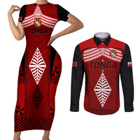 Tonga Rugby Couples Matching Short Sleeve Bodycon Dress and Long Sleeve Button Shirts Go Champions World Cup 2023 Ngatu Unique LT9 - Wonder Print Shop