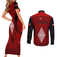 Tonga Rugby Couples Matching Short Sleeve Bodycon Dress and Long Sleeve Button Shirts Go Champions World Cup 2023 Ngatu Unique LT9 - Wonder Print Shop
