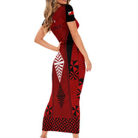 Tonga Rugby Short Sleeve Bodycon Dress Go Champions World Cup 2023 Ngatu Unique - Wonder Print Shop