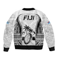 Fiji Rugby Bomber Jacket Go Champions World Cup 2023 Tapa Unique White Vibe LT9 - Wonder Print Shop