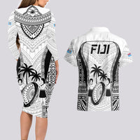 Fiji Rugby Couples Matching Long Sleeve Bodycon Dress and Hawaiian Shirt Go Champions World Cup 2023 Tapa Unique White Vibe LT9 - Wonder Print Shop
