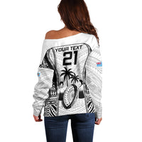 Custom Fiji Rugby Off Shoulder Sweater Go Champions World Cup 2023 Tapa Unique White Vibe - Wonder Print Shop