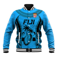 Fiji Rugby Baseball Jacket Go Champions World Cup 2023 Tapa Unique Blue Vibe LT9 - Wonder Print Shop