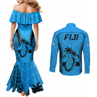 fiji-rugby-couples-matching-mermaid-dress-and-long-sleeve-button-shirts-go-champions-world-cup-2023-tapa-unique-blue-vibe