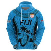 Fiji Rugby Hoodie Go Champions World Cup 2023 Tapa Unique Blue Vibe - Wonder Print Shop